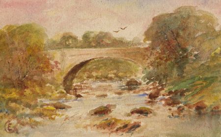 Ethel Gray - Early 20th Century Watercolour, Bridge over the River