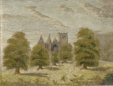 19th Century Embroidery - Church Ruin in a Landscape