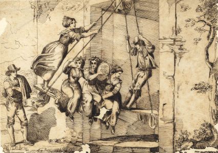 18th Century Pen and Ink Drawing - Classical Scene