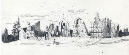 Paul Sharp - 1964 Graphite Drawing, Kildrummy, Aberdeen