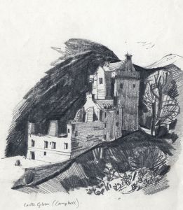 Paul Sharp - 1964 Graphite Drawing, Castle Campbell, Clackmannan