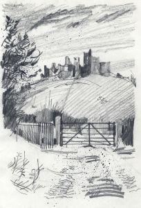 Paul Sharp - 1964 Graphite Drawing, Carreg Cennen, Carmarthenshire