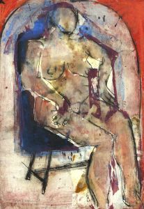 John Emanuel - Contemporary Watercolour, Seated Nude