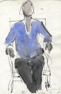 John Emanuel - Contemporary Watercolour, Seated Woman
