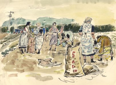 Paul Sharp - Mid 20th Century Watercolour, Potato Pickers