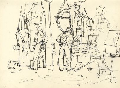Paul Sharp - Mid 20th Century Pen and Ink Drawing, Furnace