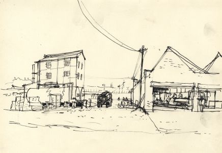 Paul Sharp - Mid 20th Century Pen and Ink Drawing, Lorry Delivering