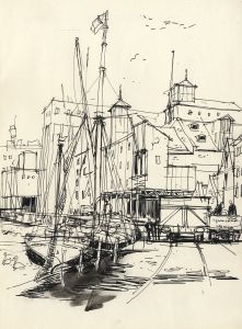 Paul Sharp - Mid 20th Century Pen and Ink Drawing, Cliff Quay, Ipswich