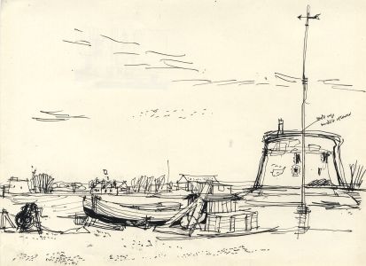 Paul Sharp - Mid 20th Century Pen and Ink Drawing, Suffolk Coast