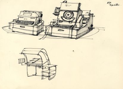 Paul Sharp - Mid 20th Century Pen and Ink Drawing, Typesetters
