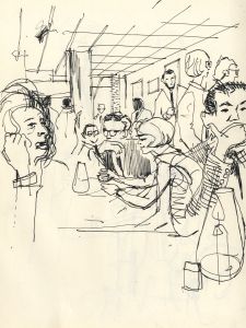 Paul Sharp - Mid 20th Century Pen and Ink Drawing, People in Ronnie Scotts bar
