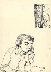 Paul Sharp - 1958 Pen and Ink Drawing, Portrait of a Woman