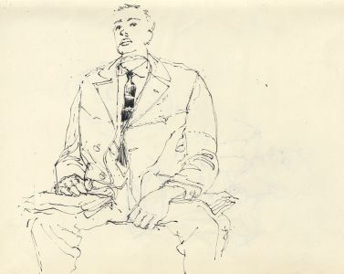 Paul Sharp - 1958 Pen and Ink Drawing, Portrait of a Man