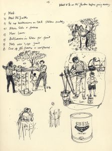 Paul Sharp - 1958 Pen and Ink Drawing, Gardening