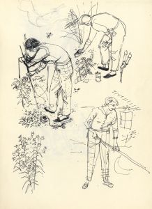Paul Sharp - 1958 Pen and Ink Drawing, Gardening