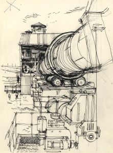 Paul Sharp - Mid 20th Century Pen and Ink Drawing, Industrial Scene