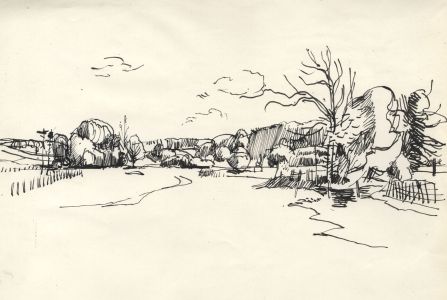 Paul Sharp - Mid 20th Century Pen and Ink Drawing, Landscape