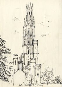 Paul Sharp - Mid 20th Century Pen and Ink Drawing, St Mary's Church, Hadlow
