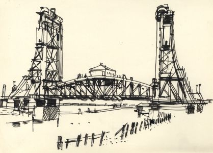 Paul Sharp - Mid 20th Century Pen and Ink Drawing, Bowstring Bridge