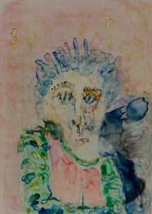 Joan Lewis - Contemporary Monotype, Portrait of a Man with His Arms Crossed