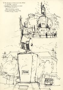 Paul Sharp - Mid 20th Century Pen and Ink Drawing, King Alfred Memorial, Hamps