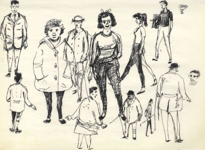 Paul Sharp - 1956 Pen and Ink Drawing, Figure Studies