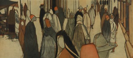 Otto Wilhelm Eglau - 1960 Etching and Aquatint - Bazar in Kairouan