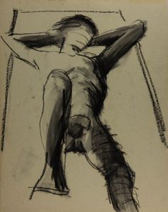 Peter Fitzsimons - 1984 Charcoal Drawing, Male Nude