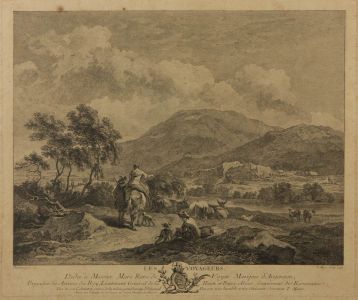 Thomas Major after Berghem - 1748 Engraving, Les Voyageurs