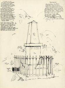 Paul Sharp - Mid 20th Century Pen and Ink Drawing, The Mail Monument, Llandovery