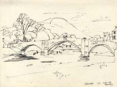 Paul Sharp - Mid 20th Century Pen and Ink Drawing, Llanrwst Bridge