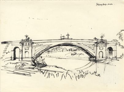 Paul Sharp - Mid 20th Century Pen and Ink Drawing, Grosvenor Bridge, Chester