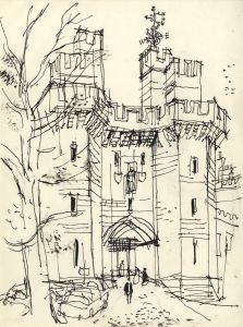 Paul Sharp - Mid 20th Century Pen and Ink Drawing, Castle Gates