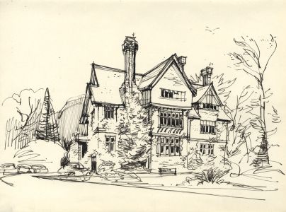 Paul Sharp - Mid 20th Century Pen and Ink Drawing, Manor House