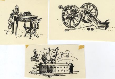 Mid 20th Century Pen and Ink Drawing - Cannon