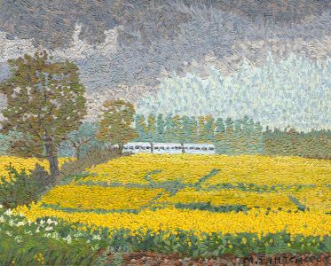 Malcolm J Hitchcock RWA - Mid 20th Century Oil, Oil Seed Rape in  Kennet Valley