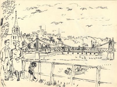 Paul Sharp - Mid 20th Century Pen and Ink Drawing, Bridges