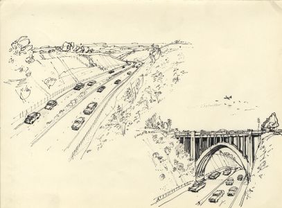Paul Sharp - Mid 20th Century Pen and Ink Drawing, Constructing the M1