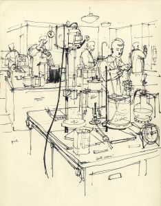 Paul Sharp - Mid 20th Century Pen and Ink Drawing, Laboratories