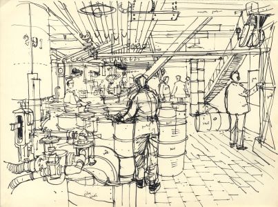 Paul Sharp - Mid 20th Century Pen and Ink Drawing, Drums
