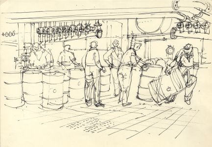 Paul Sharp - Mid 20th Century Pen and Ink Drawing, Lunch Break