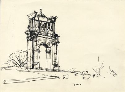 Paul Sharp - Mid 20th Century Pen and Ink Drawing, Country House