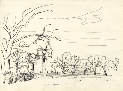 Paul Sharp - Mid 20th Century Pen and Ink Drawing, Ruins