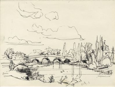 Paul Sharp - Mid 20th Century Pen and Ink Drawing, Atcham