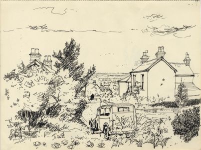 Paul Sharp - Mid 20th Century Pen and Ink Drawing, Rural Homesteads