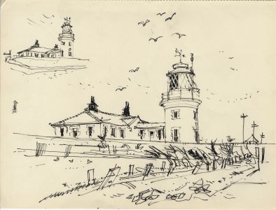 Paul Sharp - Mid 20th Century Pen and Ink Drawing, Lighthouse