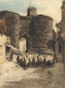 Mabel Catherine Robinson - Late 19th Century Etching, Herding Sheep