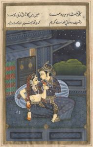 Fine 19th Century Mughal Gouache - Two Lovers