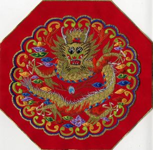 Contemporary Chinese Silk Embroidered Octagonal Panel