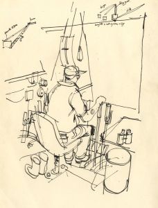 Paul Sharp - Mid 20th Century Pen and Ink Drawing, Crane Operator